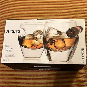 Godinger Arturo Whiskey Tumbler Set with Amber Accents